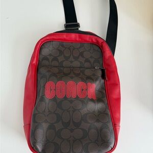 Coach Red and Brown Belt Bag